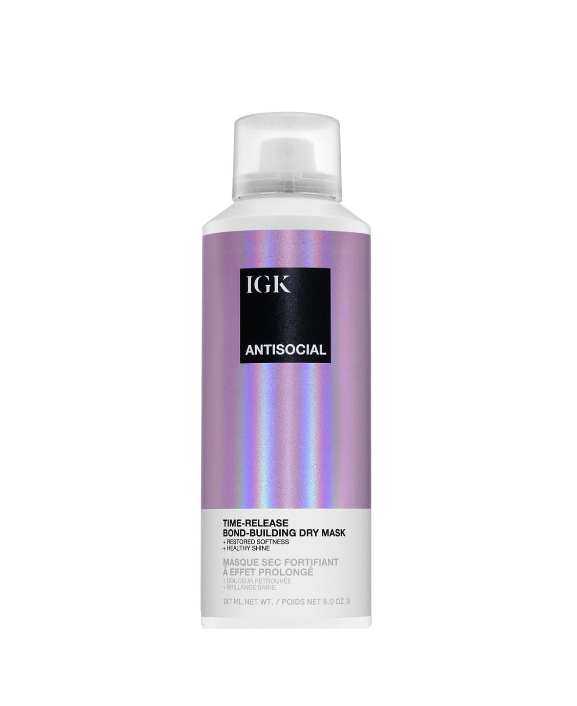 IGK Antisocial Time-Release Bond-Building Dry Mask with a holographic purple label.