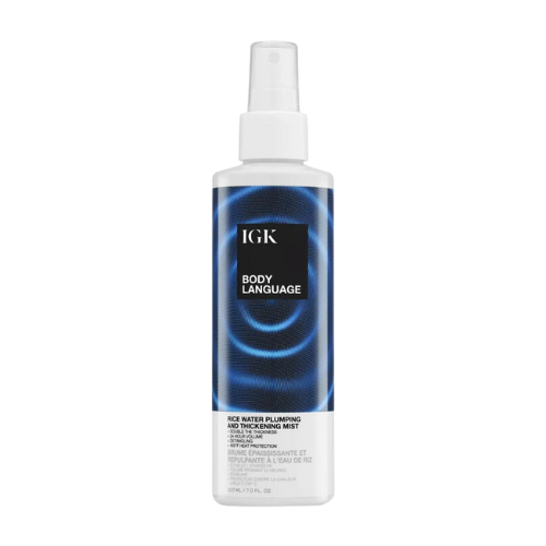 IGK Body Language rice water plumping and thickening mist bottle.