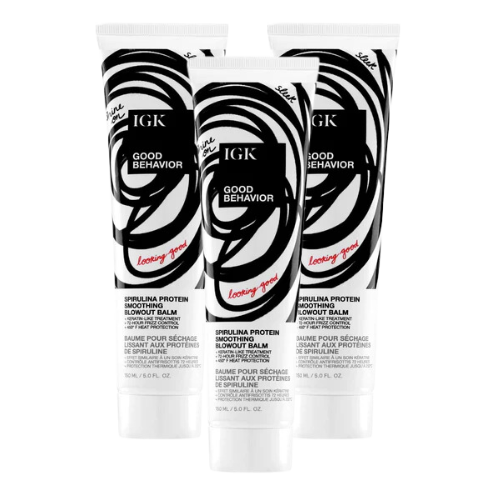 Three tubes of IGK Good Behavior smoothing blowout balm.